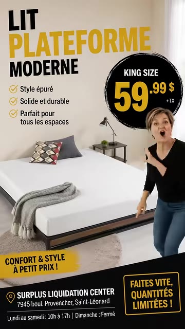Lit king size plateforme