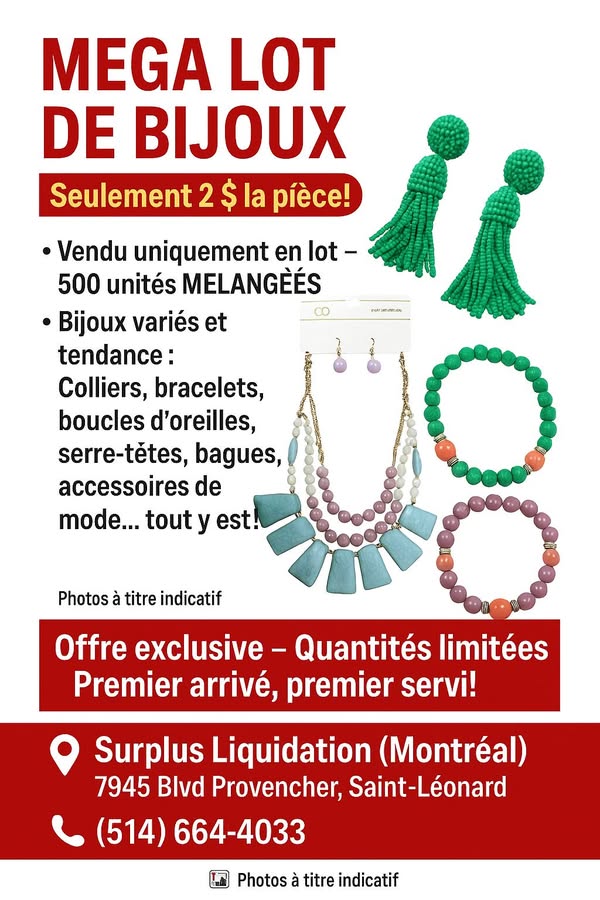 Mega lot de 500 bijoux assortis