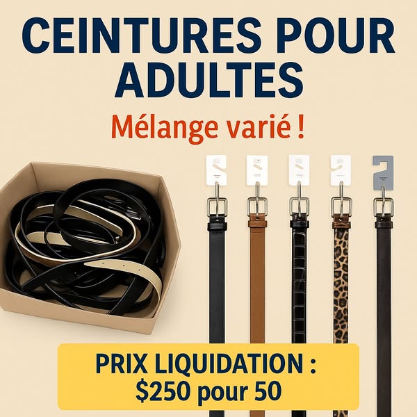 Lot de 50 ceintures adulte mixte