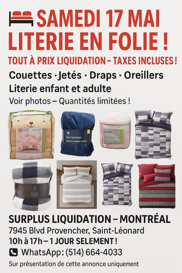 Literie taxes incluses - vente 1 jour