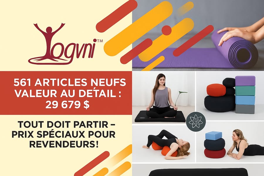 Lot d'articles de yoga YogaVni (tapis, coussins, blocs)