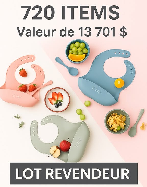Lot de produits bébé B:NU (bavoirs, vaisselle, brosses à dents)
