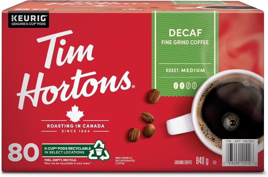 Tim Hortons café décaféiné K-Cups (80 unités)