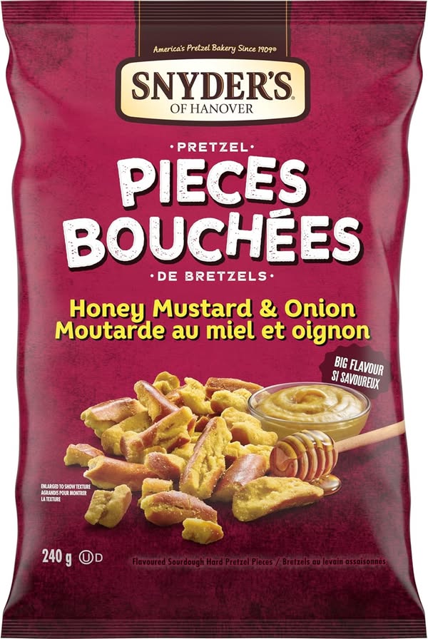 Snyder's bouchées de bretzels moutarde miel oignon 240g