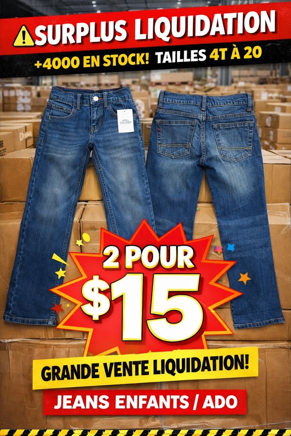 Jeans enfant et ado (4T à 20)