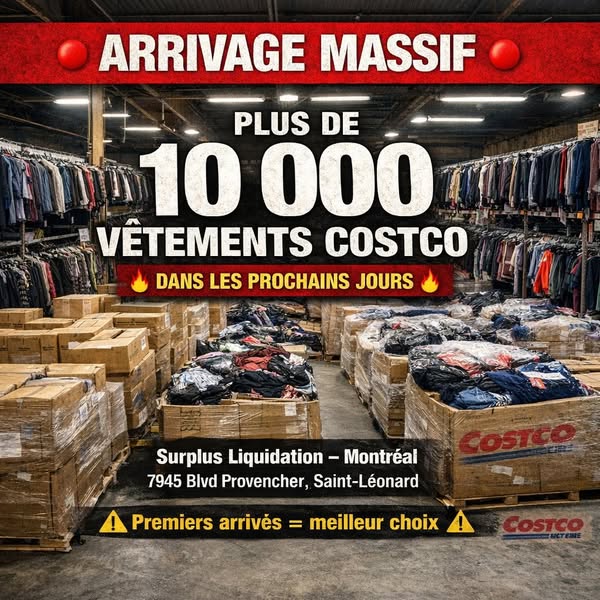 Arrivage massif de vêtements Costco