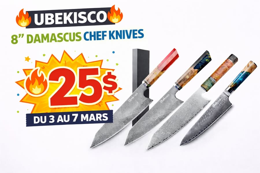 Couteau de chef style Damas Ubekisco 8"
