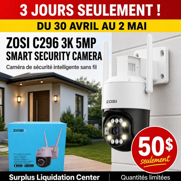 Caméra de sécurité Zosi 3K 5MP