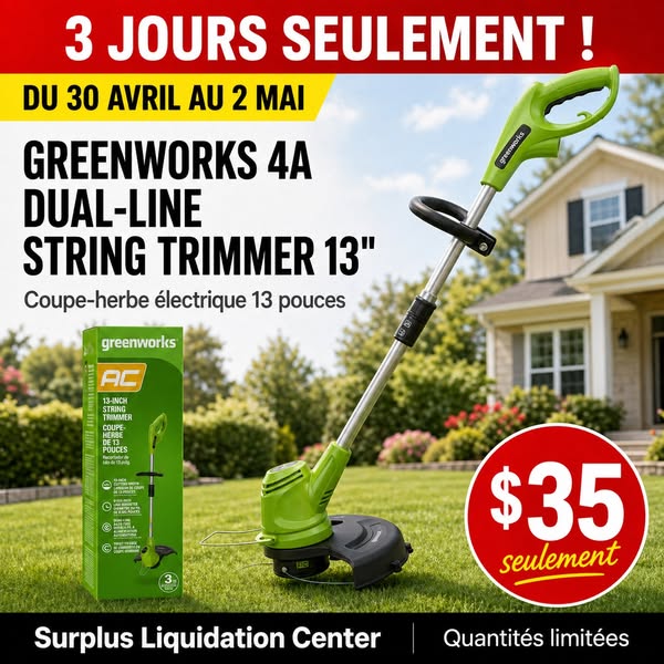 Coupe-herbe électrique Greenworks 13"