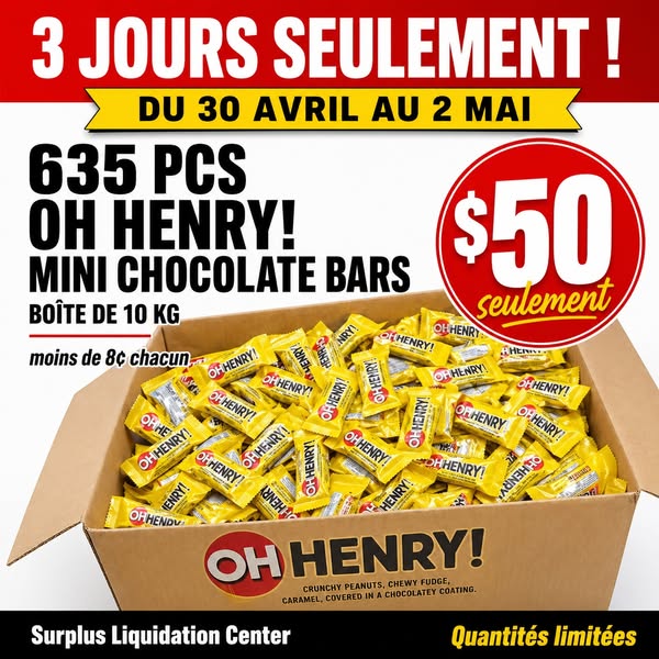 Boîte de mini chocolats Oh Henry! 10kg