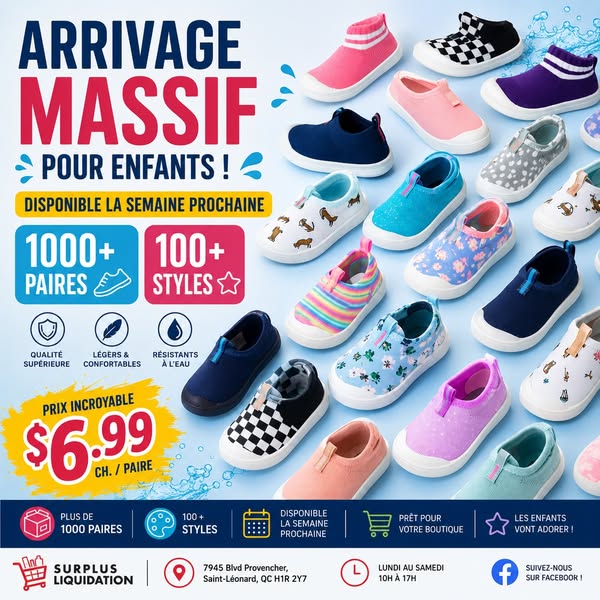 Souliers d'eau pour enfants - arrivage massif