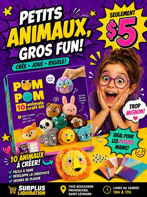 Kit Pom Pom animaux