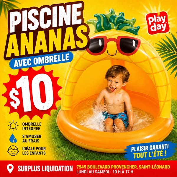 Piscine gonflable ananas