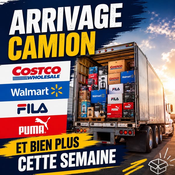 Gros arrivage de vêtements et chaussures (Costco, Walmart, Fila, Puma)