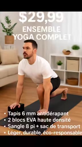 Ensemble yoga complet (tapis, blocs, sangle, sac)