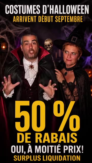 Costumes et accessoires d'Halloween à moitié prix