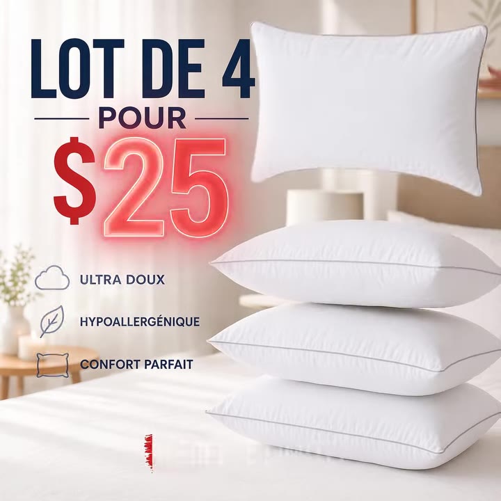 Lot de 4 oreillers