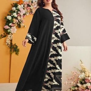 Najma Plus Notch Neck Geo Print Dress