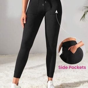 Sport Studio Solid Drawstring Waist Sports Pants With Side Pockets