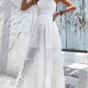 Vcay Solid Ruffle Hem Tube Dress