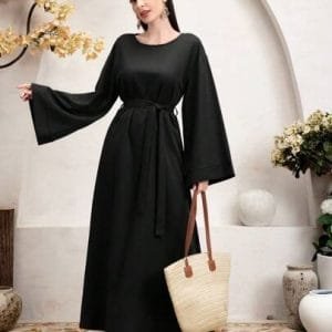 Najma Ladies' Solid Color Bell Sleeve Dress