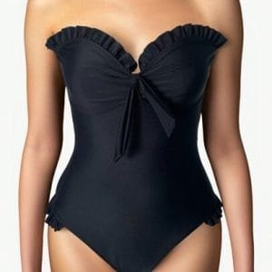 Swim Summer Beach Women's Ruffle Edged Front Knot One Piece Swimsuit