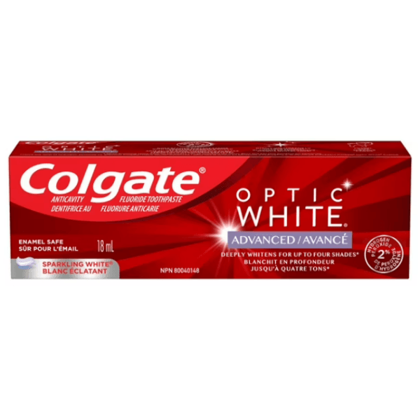 Colgate Optic White Advanced Teeth Whitening Toothpaste, Sparkling White  18 mL, Colgate Optic White