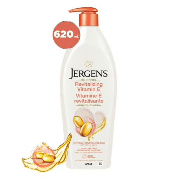Jergens Revitalizing Vitamin E Moisturizer & Body Lotion for Dry Skin, 620mL, 620 ML