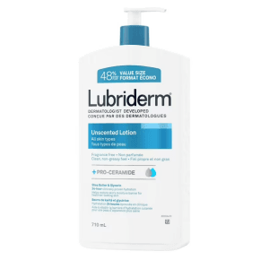 Lubriderm Unscented Lotion, Shea Butter and Glycerin, Dry Skin, Hand, Face Moisturizer, Fragrance Free, 710 mL