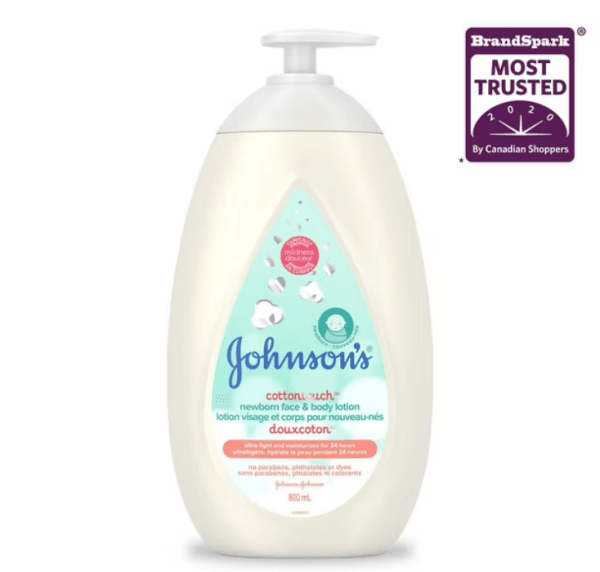 Johnson's Baby Lotion for Newborns, CottonTouch Cream, 800 mL