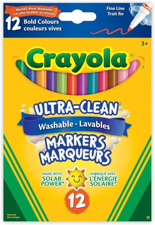 Crayola 12 Washable Fine Line Markers Bold Arts & Crafts