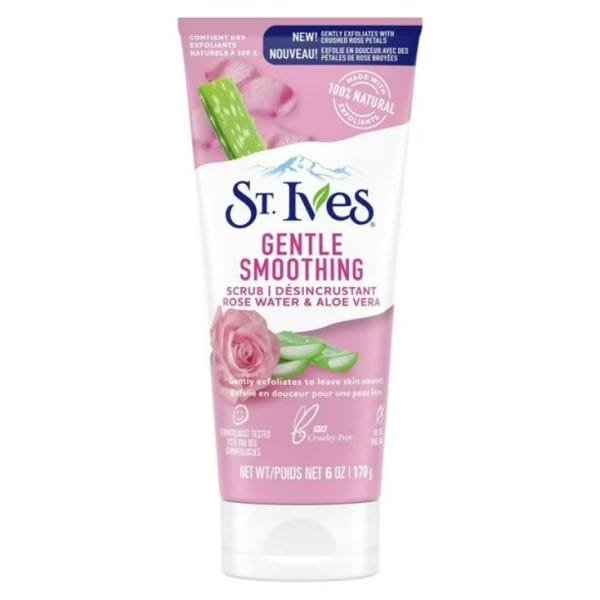 St. Ives Rose Water and Aloe Vera Gentle Smoothing Scrub, 170 g Face Scrub