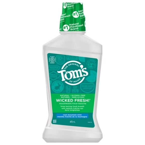 Tom's of Maine Wicked Fresh Cool Mountain Mint Natural Fluoride Free Mouthwash, 473 mL