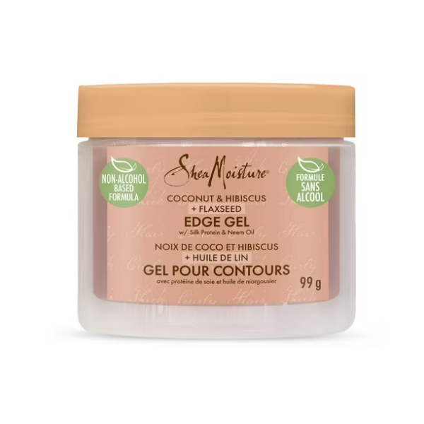 SheaMoisture Edge Gel Paraben-Free Hair Styling Coconut & Hibiscus + Flaxseed with Coconut Oil, Silk Protein and Neem Oil, 99 g