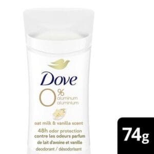 Dove 0% Aluminum Oat Milk & Vanilla Scent 48h Aluminum-Free Deodorant, 74g